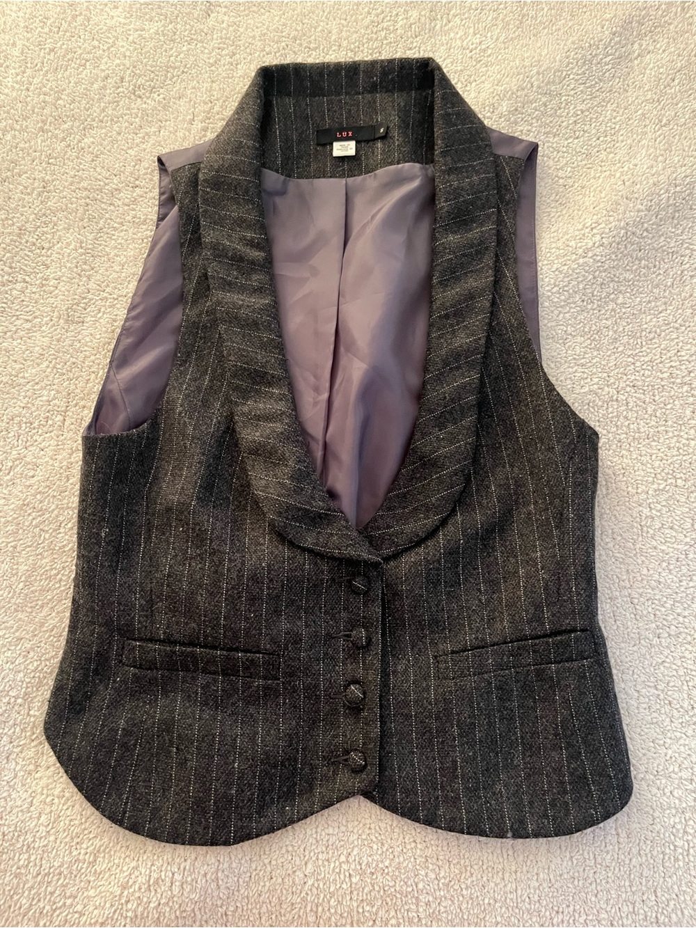 LUX Urban Outfitters Gray Pinstripe Shawl Collar Vest - Women's Size Small
